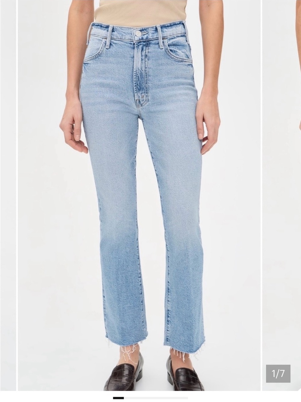 Mother Hustler Ankle Fray High Rise Flare Leg Crop Denim Jeans Wash High Life